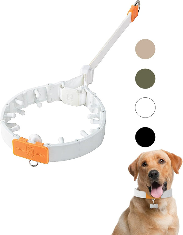 SVD.PET Dog Prong Collar for No-Pull Training, Adjustable Pinch Collar for Large Dogs (White, Large Size)