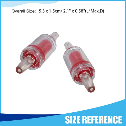 Plastic Air Pump Check Valves, Non-Return Check Valve for Fish Tank, 2.1x 0.58 Inch (Red, 5 Pcs)
