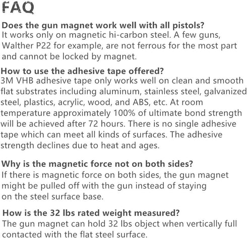 32lbs Gun Magnet | Rated Magnetic Gun Mount | Indoor Gun Racks | Anti Scratch Handgun Holder in Vehicle Truck Car Wall