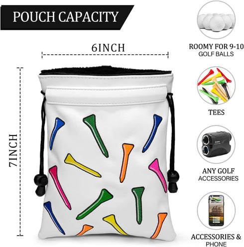 Montela Golf Valuables Pouch, Leather Golf Tee Bag with Drawstrings for Men Women