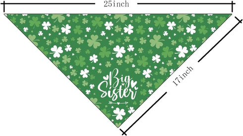 ZPPRJF St. Patricks Day Big Sister Dog Bandana, Pet Pregnancy Announcement, Shamrock Irish Style Pet Triangle Scarf