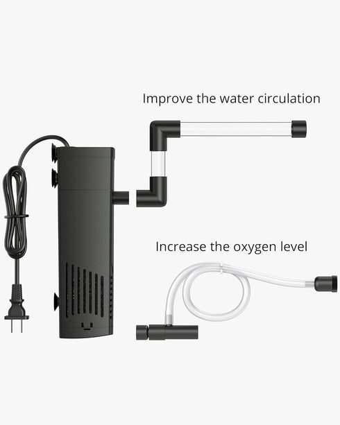 NICREW Aquarium Internal Filter, Submersible Power Filter for 2 to 5 Gallon Fish Tanks, 40 GPH, 3.5W