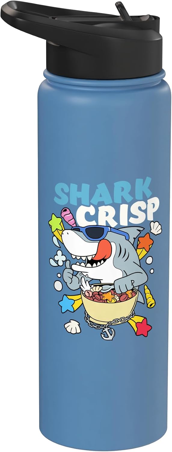 Muesli Breakfast Cornflakes Shark Crisp Cereal Muesli Breakfast Cornflakes Funny Shark Crisp Cereal Stainless Steel Insulated Water Bottle