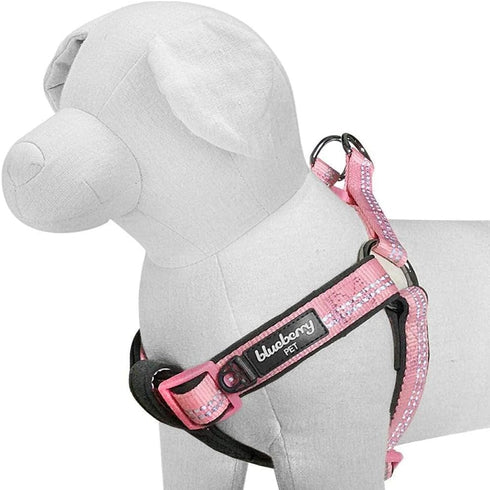Blueberry Pet Soft & Comfy 3M Reflective Step-in Dog Harness, Baby Pink, Small, Chest Girth 15.5" - 19.5", Adjustable