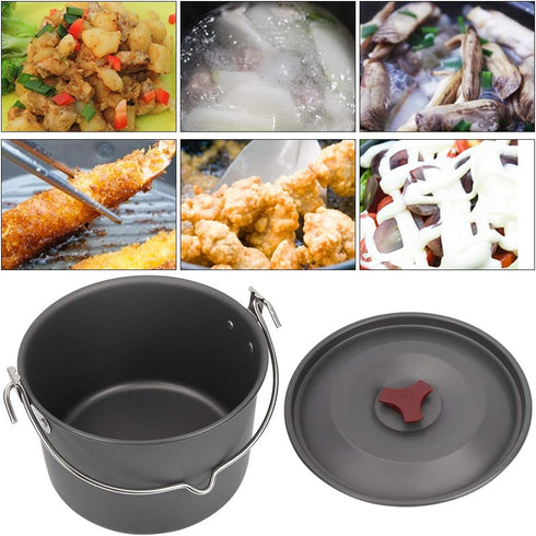 Portable Lightweight Camping Pot Set for Outdoor Cooking, Hanging Camping Pot for Hiking Adventure