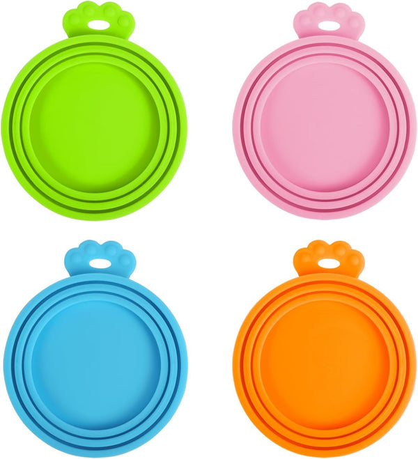 PetBonus 4 Pack Silicone Pet Can Cover Lids: Universal Size for Dog Cat Food, BPA Free Dishwasher Safe (Blue, Green,