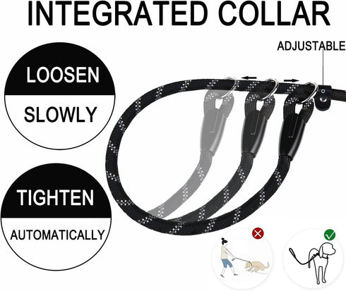 6 FT Heavy Duty Dog Leash with Comfortable Padded Handle, Reflective Threads for Small Medium Large Dogs (Black)