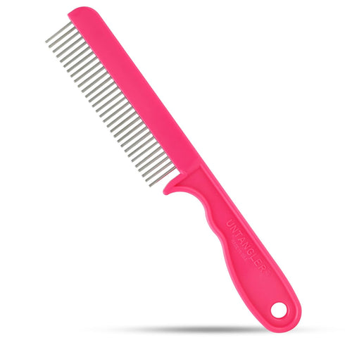 Super-Groom Combs with Smooth Rotating Teeth for Painless Mat Removal (French Rose Pink, 30 Fine-spaced Teeth)