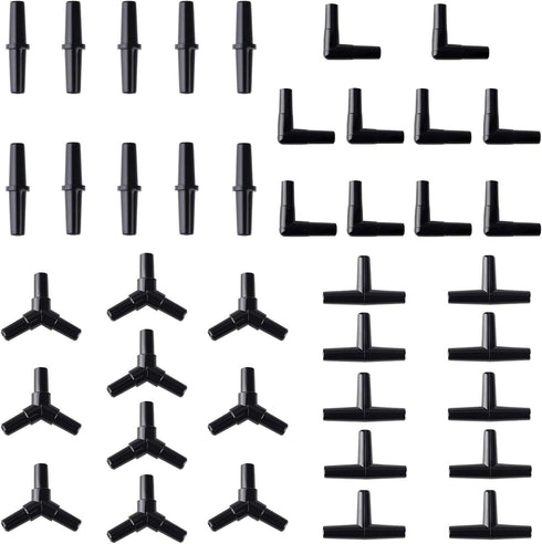Pawfly 40 Piece Aquarium Airline Tubing Connectors, Black Plastic Inline Valve