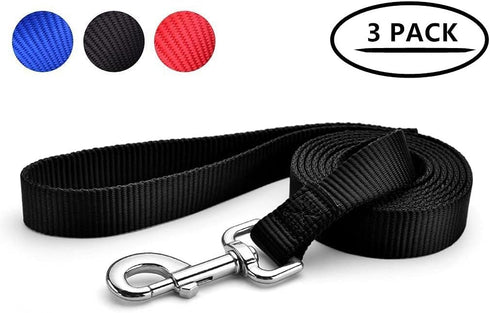 Pet Dog Training Leash - Strong Durable Nylon Lead, 5 Feet Long for Puppy Training, 3 Pack Set