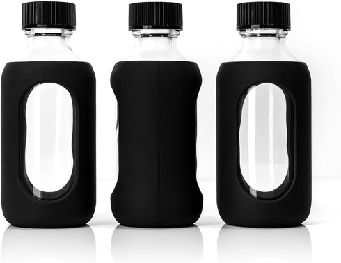 Hot Sauce Pod Set 32 oz BYOS Sauce Flight Travel Silicone-Wrapped Boston Round Bottles in EVA Case TSA-Friendly