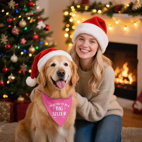 ZBBFSCSB I'm Going to Be A Big Sister Pink Dog Bandana, Pregnancy Announcement Gender Reveal Birthday Party Photoshoot