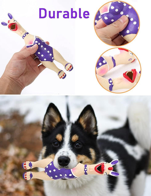 5 Pcs Screaming Rubber Chicken Dog Latex Squeaky Toy, Durable Soft Chew Molar Toys for Small Medium Dogs
