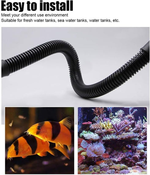 Aquarium Water Hose, Corrugated Hose for Fish Tank Water Supply, PVC Tubing for Aquarium Bellows Pump Connection