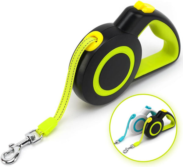 16Ft Retractable Dog Leash, Lightweight for Small Medium Dogs/Cats Up to 44lbs, One-Handed Brake, Reflective