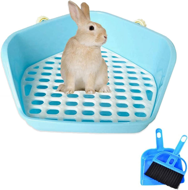 kathson Rabbit Litter Box, Pet Toilet Cage with Small Animal Cleaner Broom Brush Dustpan for Bunny