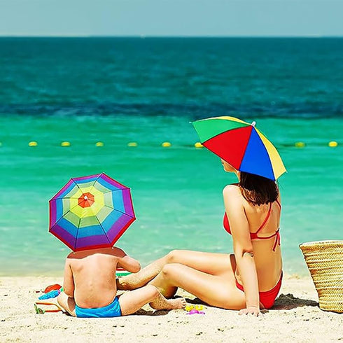 Umbrella Hat, 27" Diameter Rainbow Hands-Free Fishing Cap, Sunhat for Kids, Men & Women
