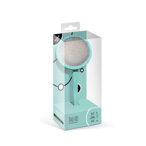 TAURO PRO LINE Slicker Brush Round - Premium Grooming Brush for Dogs and Cats - Mint - 9 x 19 cm