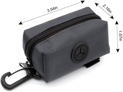 SLSON Pet Waste Bag Dispenser, Lightweight Zippered Pouch, Portable Dog Poop Bag Holder, Dark Grey