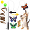 AWOOF Butterfly Cat Wand Toys Set - Realistic Crinkle Catnip Butterflies with Retractable Interactive Wand, 11 PCS