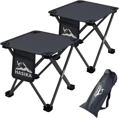 HASIKA Collapsible Stool Foot Rest 2 Pack Folding Stool Portable Outdoor Ottoman