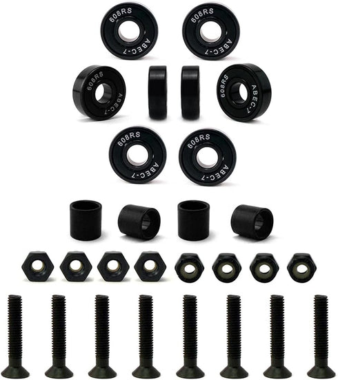 VJ Longboard Truck and Wheel, 70mm Wheels w 7inch 180mm Trucks, Longboard Bearings and Hardware