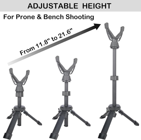 360 Portable Shooting Tripod with Rotating & Removable V Yoke - Adjustable Height Rifle Rest Stand for Hunting, Target