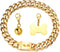 Gold Dog Collar 18k Cuban Link Chain, Chew Proof Stainless Steel, 15mm/19mm Wide, 10-26inch