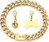 Gold Dog Collar 18k Cuban Link Chain, Chew Proof Stainless Steel, 15mm/19mm Wide, 10-26inch