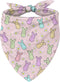 YJIKRTVT Easter Dog Bandana, Pastel Bunny Rabbit Triangle Pet Scarf for Small Medium
