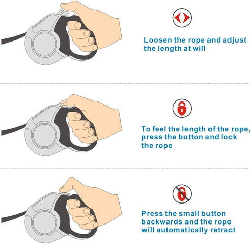 Idepet Heavy Duty Retractable Dog Leash, 16ft, Anti-Chewing Steel Chain, 360 Degree Tangle-Free, Grey, Flat Rope