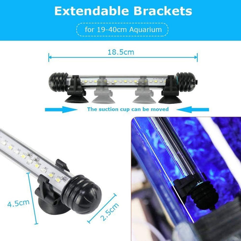 Aquarium Light for Fish Tank, Auto on/Off Submersible White and Blue Plant Light with Timer and Dimming Function (7.5