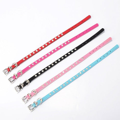 Puppy Dog Collar with Crystal Diamond Colorful Bling for Small Dog Cat Collars (XS, Pink)