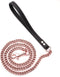 Rose Gold Dog Leash, 11mm Cuban Link Chain with Durable Stainless Steel Metal & Leather Handle, 3FT/4FT/5FT