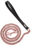 Rose Gold Dog Leash, 11mm Cuban Link Chain with Durable Stainless Steel Metal & Leather Handle, 3FT/4FT/5FT