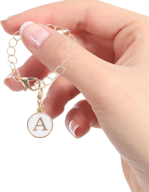 VANZACK 2pcs Letter Charm Hanging Chain for Tumbler Cup Handle, Small Delicate Pendant with White and Black A Letters