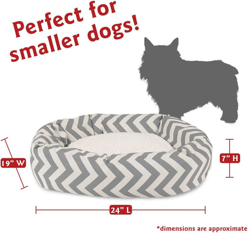 24 Inch Grey Chevron Sherpa Bagel Dog Bed