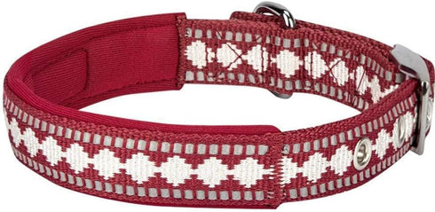 Blueberry Pet Reflective Jacquard Dog Collar with Neoprene Padding & Metal Buckle, Soft Adjustable Safety Collar in