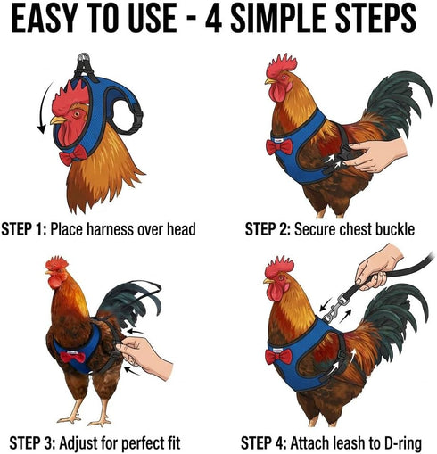 Yesito 12-Hour Washable Chicken Diaper Harness with Poop Bag | Leak-Resistant Adjustable Vest for Hens Ducks, Indoor