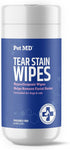 Pet MD Dog Tear Stain Remover Wipes, Cat and Dog Eye Wipes for Discharge and Crust, 60 ct