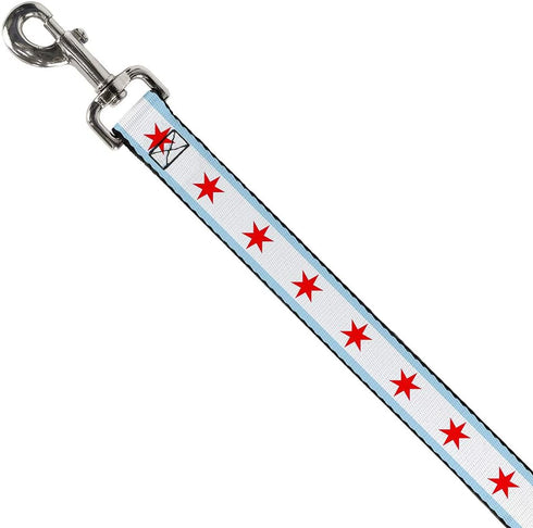 Buckle-Down Dog Leash - Chicago Flag 6 Feet Long 0.5 Inch Wide