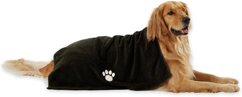 Bone Dry Absorbent Microfiber Pet Grooming Towel Collection, X-Large 41x23.5", Embroidered Black