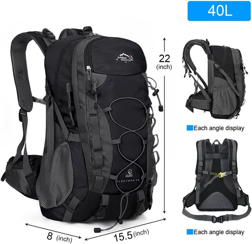 INOXTO Lightweight Hiking Backpack, 35L/40L Daypack with Waterproof Rain Cover for Travel Camping
