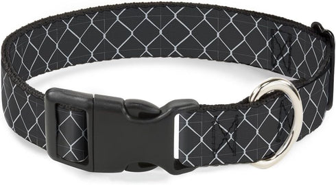 Buckle-Down Plastic Clip Collar, Chain Link Fence Grays, 1/2" Wide, Fits 8-12" Neck, Medium