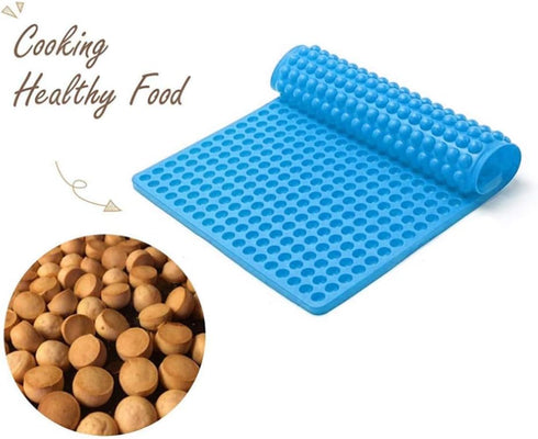 468-Cavity Dog Treat Mold, Mini Round Silicone Mold for Pet Treats Baking, Small Dot Cake Decoration (Blue)