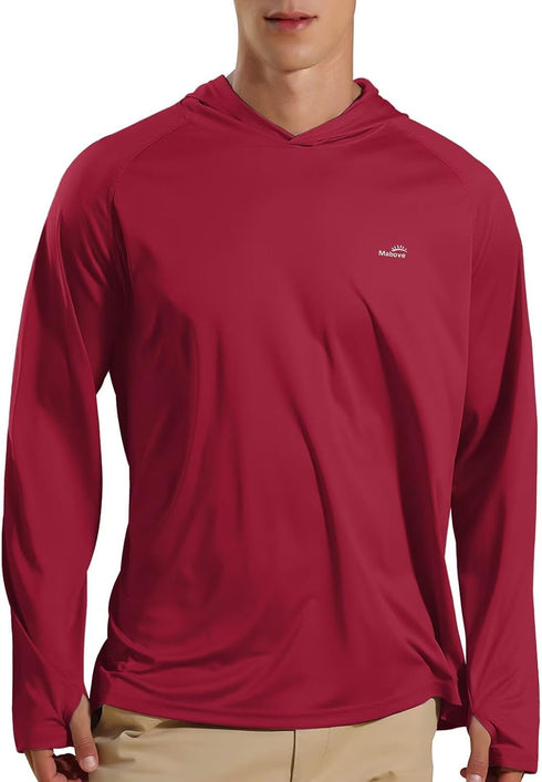 Men's UPF 50+ Long Sleeve Sun Shirts UV Protection Hoodie Rash Guard