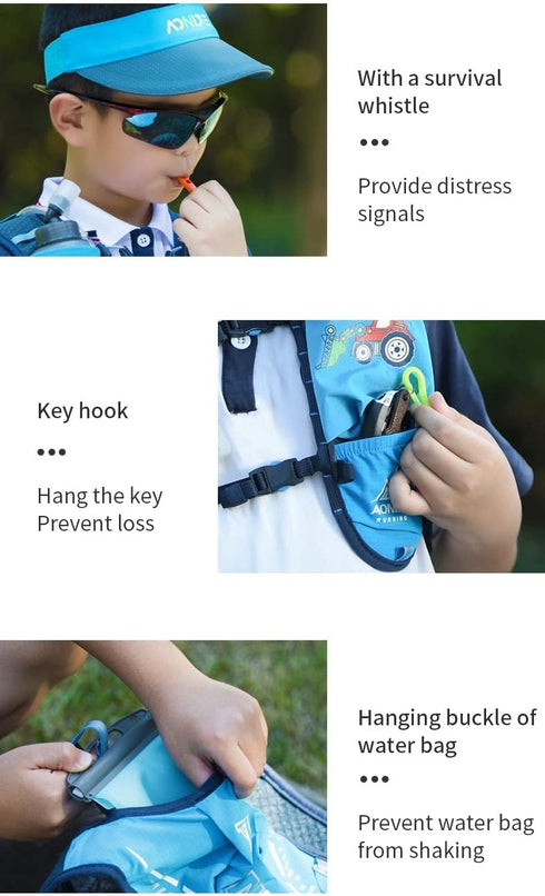 Kids Hydration Backpack with 250mL Water Bladder, Lightweight Pack Vest for Hiking, Camping, Cycling