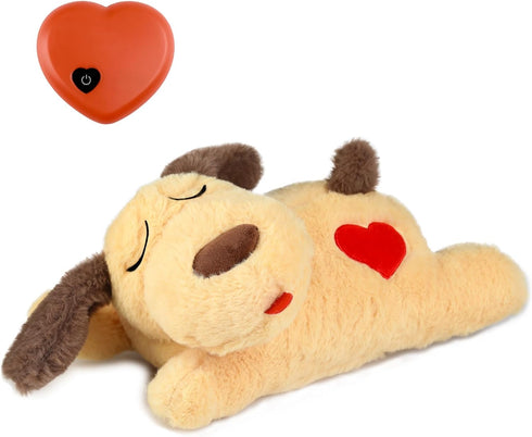 Beverly Shark Puppy Heartbeat Toy - Calming Aid for Puppies, Stuffed Animal Behavioral Training Sleep Aid (Brown-1)