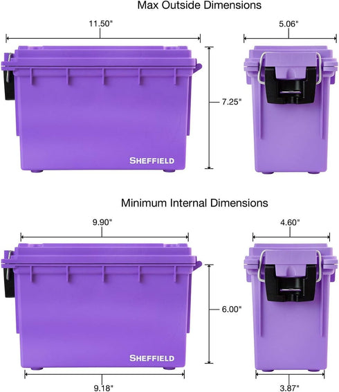 Sheffield 12632 Field Box, Pistol, Rifle, or Shotgun Ammo Storage Box, Tamper-Proof Locking Ammo Can, Water Resistant, Made in The U.S.A, Stackable, Purple by Sheffield