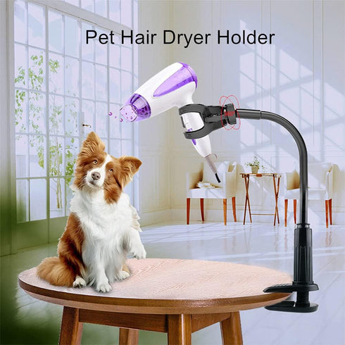 Dog Hair Dryer Stand - Pet Grooming Table Holder, 360 Degrees Rotatable Lazy Hair Dryer Stand with Adjustable Clamp
